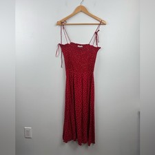 Reformation Women Red Midi Smocked Dress Size XS