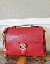 Gucci Interlocking G Red Calfskin Leather 510306 Top Handle/Shoulder Bag Italy