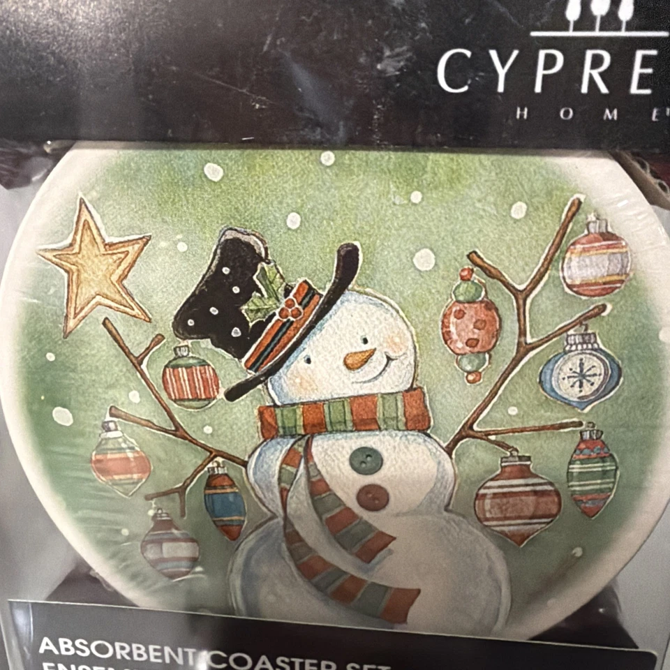 NUEVO EN CAJA Juego de muñeco de nieve jingle soporte de corcho de piedra absorbente de ciprés para el hogar/4 Foto 2 de 4
