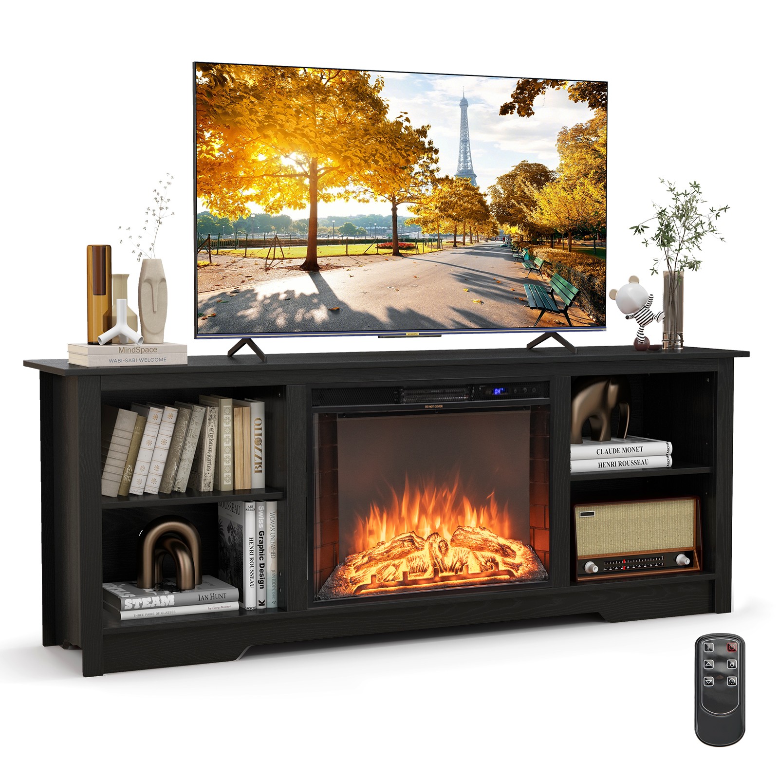 With 26" Electric Fireplace Insert Remote Control For 75" Tv