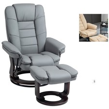 HOMCOM Poltrona Imbottita con Poggiapiedi e Poggiatesta in Pelle PU