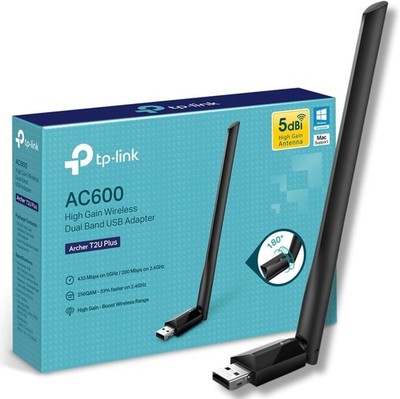 TP-Link Archer T2U plus Wifi Dongle, AC600 High Gain Wireless Wifi Adapter, Dual