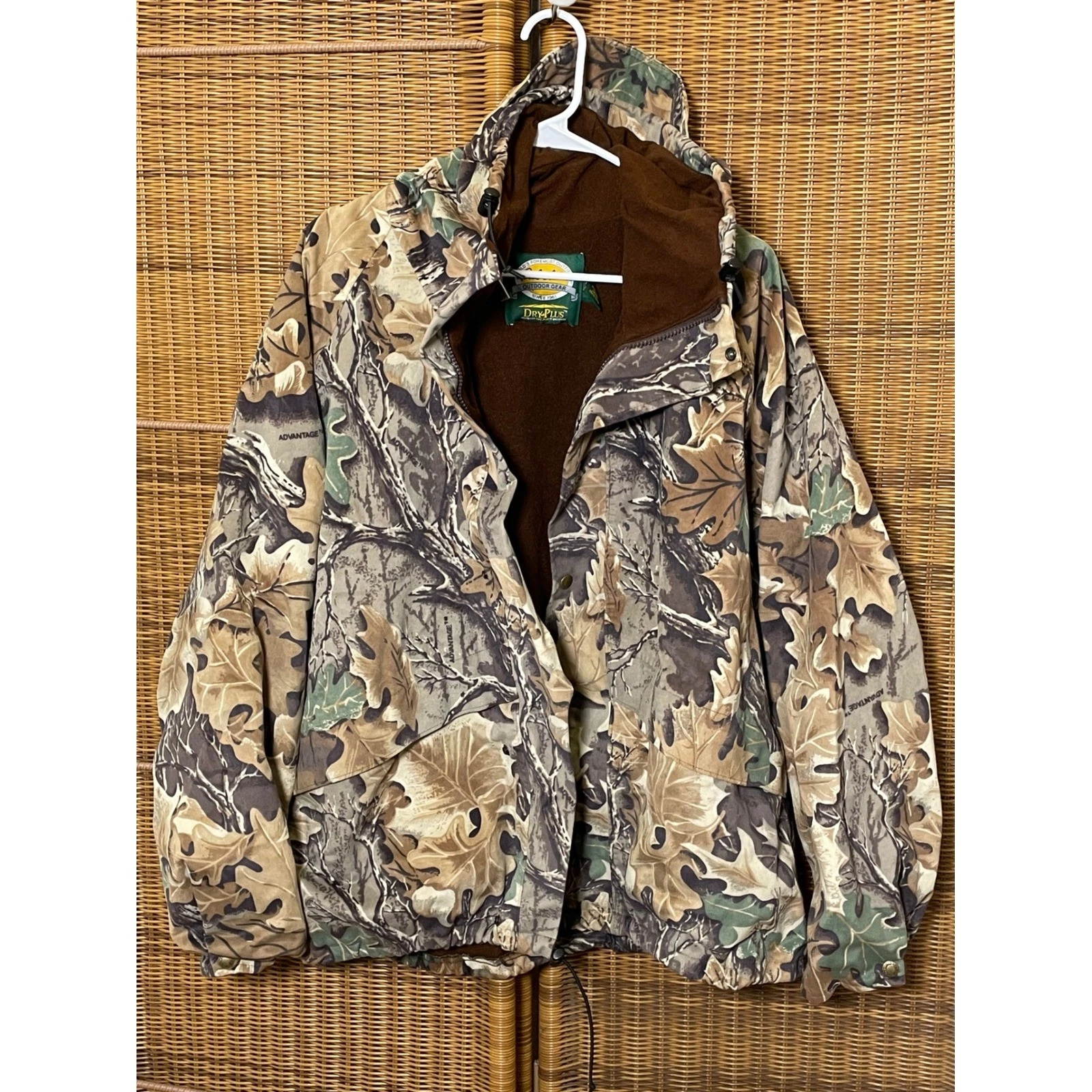 Cabelas Dry-Plus Advantage Camo Hunting Jacket Mens Large Fleece Lined USA Made - product detail image 1