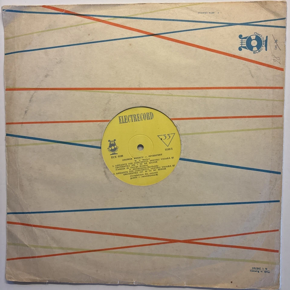 GEORGE ENESCU INTERPRET Bach Mozart Corelli LP Electrecord Orig ECE 0166 Rumania - Image 2 of 4