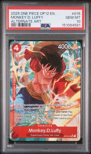 Monkey.D.Luffy OP12-015 Alternate Art · OP12 PSA 10, eBay listing photo