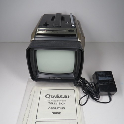 #ad Vintage Quasar 5” Portable Black amp; White TV XP1452RJ Parts Only w instructions $25.00