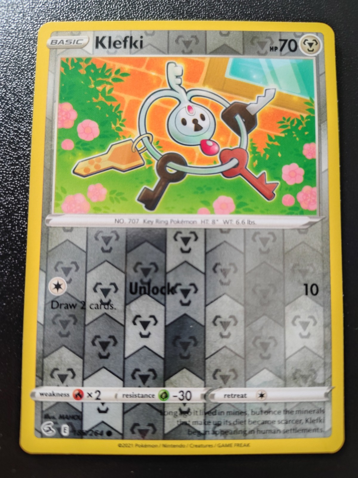 Pokemon Fusion Strike Klefki Reverse Holo Common Card 186/264 LP