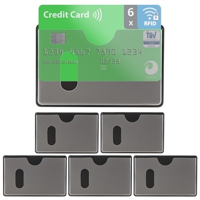6x Rfid Block Längseinschub NFC Schutzhülle EC Karte abgeschirmt TÜV Kreditkarte