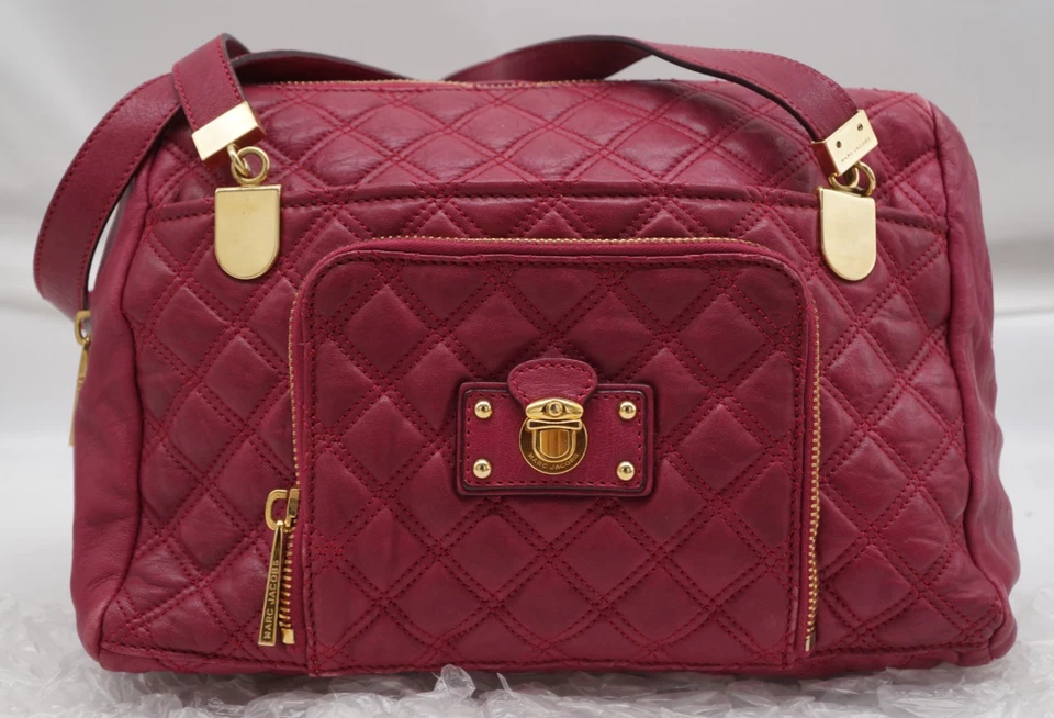 AUTÉNTICO BOLSO DE MANO MARC JACOBS ACOLCHADO SPRING STREET CUERO ROJO VENTA AL POR MENOR $1275 Foto 2 de 4