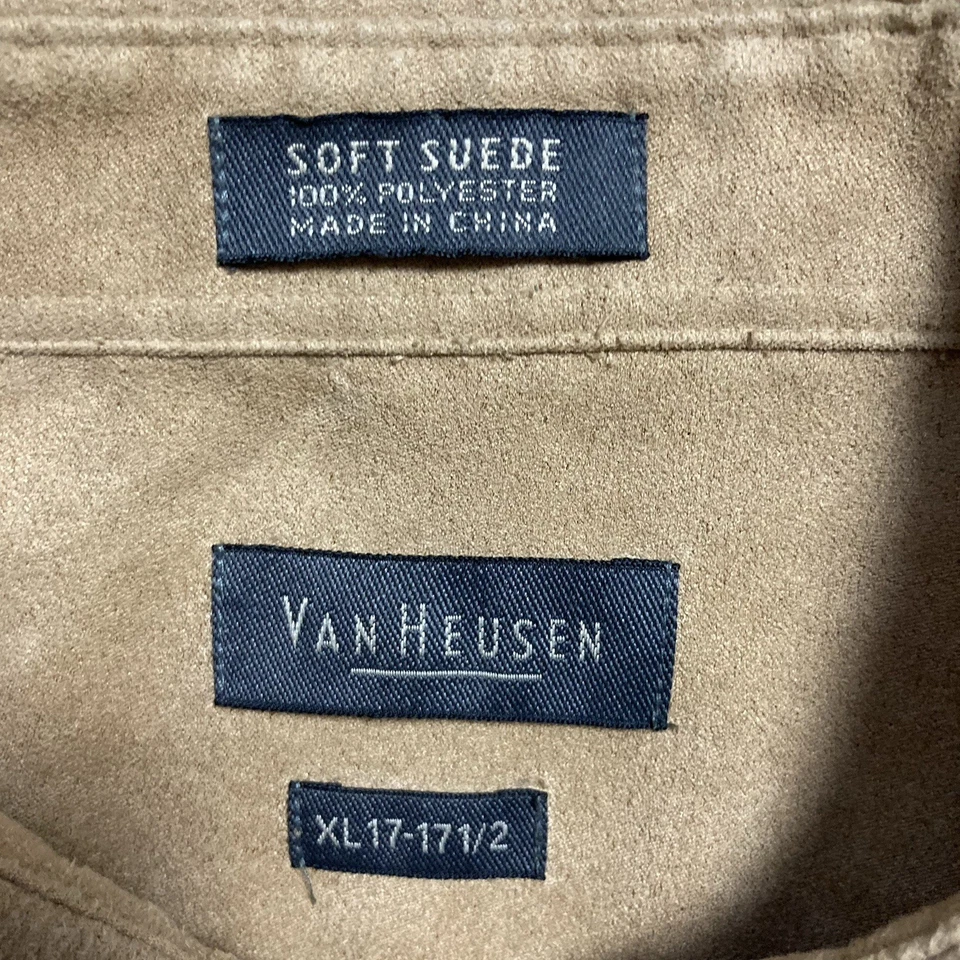 Camisa de gamuza suave Van Heusen para hombre talla XL 17-17,5 manga larga bolsillos abotonados Foto 4 de 4