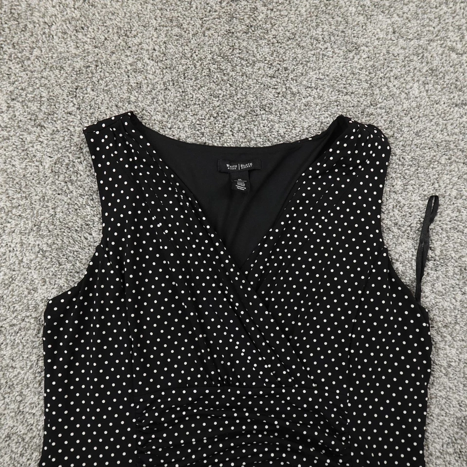 WHBM 衬衫女式 XL 黑色圆点无袖 T 恤褶皱弹力背心哥特式 — 第 3/4 张图片