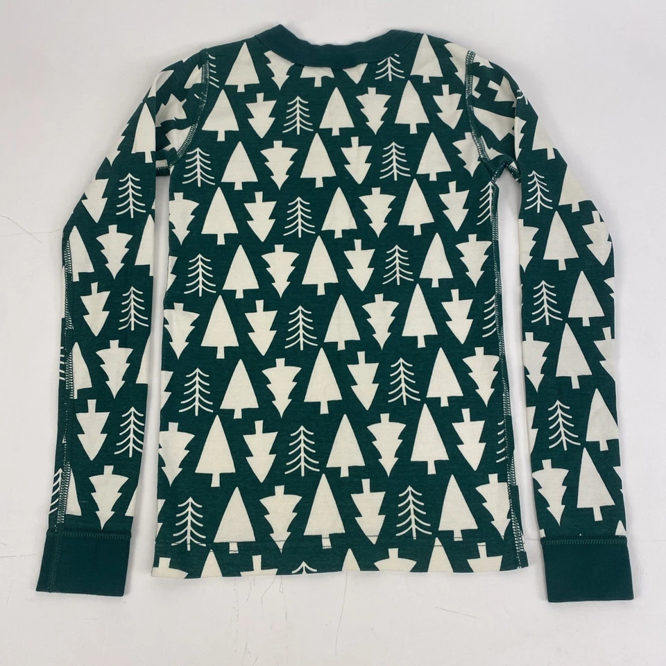 Hanna Anderson Ropa de Dormir Pijamas Niños Talla 8 Verde LS Algodón Orgánico Árboles de Navidad Foto 3 de 4