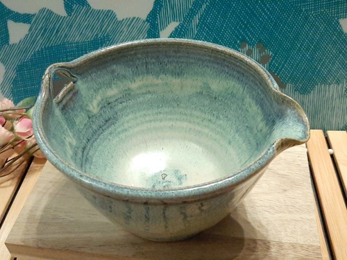Vintage Iris Minc Blue Stoneware , Pottery Mixing Batter Bowl 1990 6.5" - Picture 2 of 10