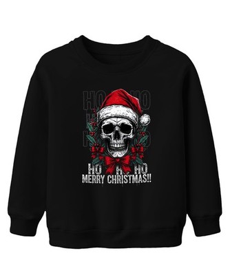 HO HO HO MERRY CHRISTMAS Skull Xmas Wreath Gothic Evil Unisex Kids Swe