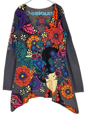 Desigual Damen V-Ausschnitt Tunika Kleid Größe L, Multicolor, Langarm - Bild 1 von 4