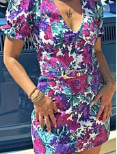 Show Me Your MuMu Zoey Belted Dress - Magenta Blooms Denim