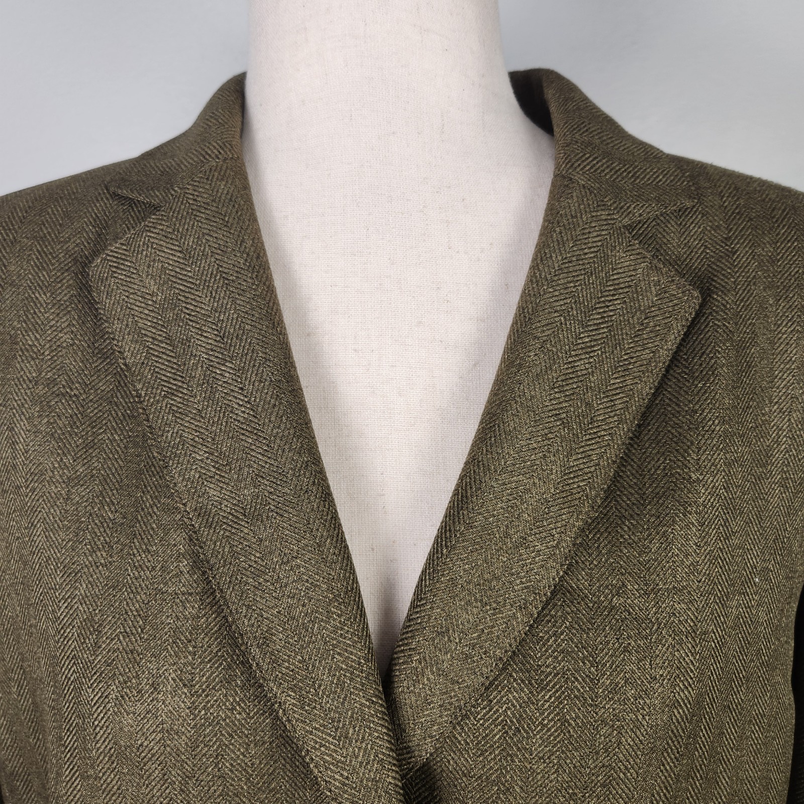 EUC Le Suit 2 Piece Pant Suit Brown Green Herringbone Wide Leg Pant Size 16 #611