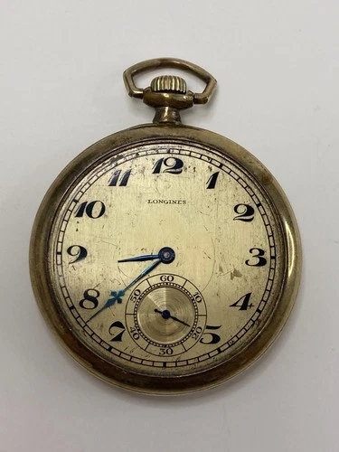Antique LONGINES 17 Jewels Gold Filled Pocket Watch No Crystal Runs (33-134)