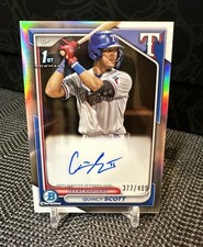 2024 Topps Bowman Chrome 1st CPA-QS Quincy Scott Refractor Auto 377/499 Rangers