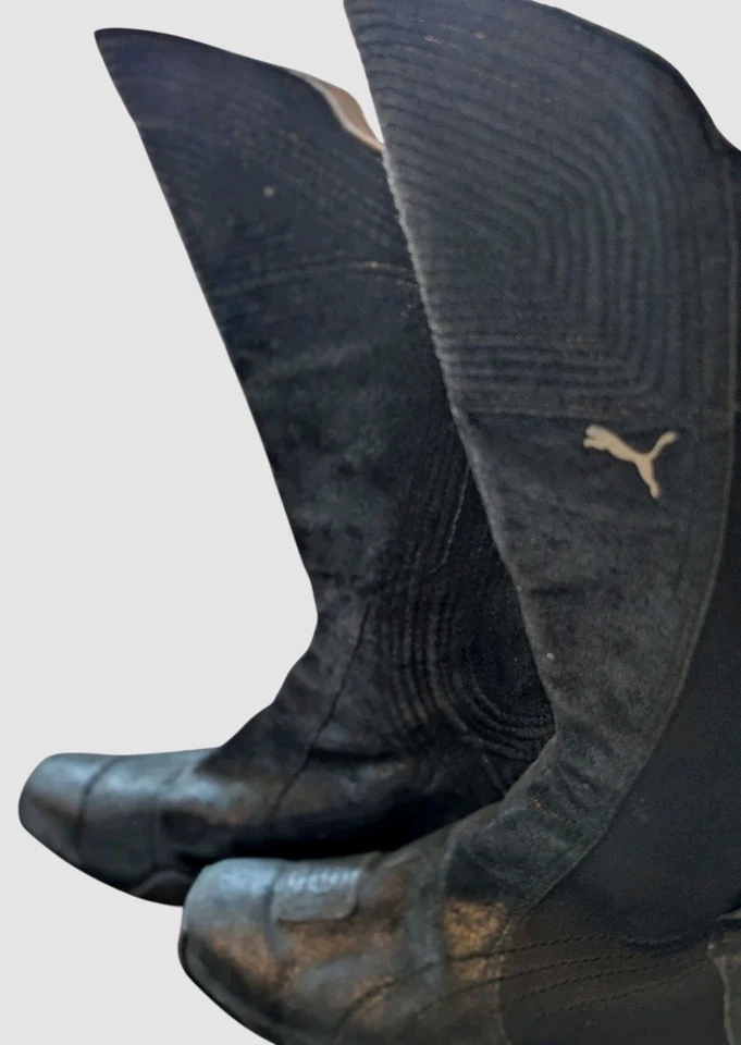 Puma Retro Black Moto Biker Style Boots Womens Size 9.5 Vintage 2004 - Image 3 of 4