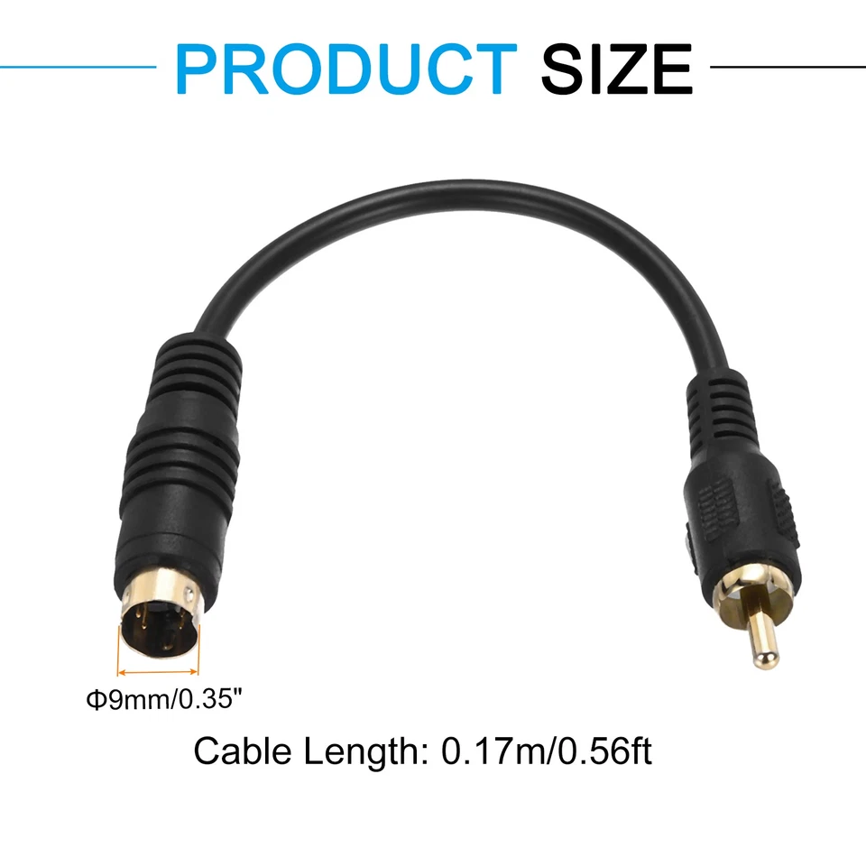 S Video Cable 0.56ft, 4 Pin S-Video Male to RCA Male Composite Adapter  - Image 2 of 4
