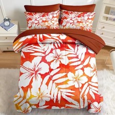5 Pcs Comforter Set Size, Red Hibiscus Hawaiian Bedding Twin Hawaiian Floral