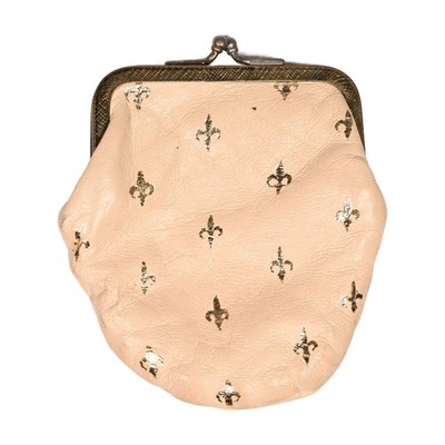 Vintage 1980s Pink Gold Fleur de Lis Leather Coin Purse   1980s 2000s