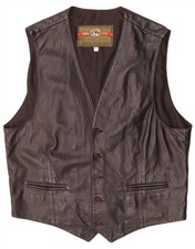 Gilet pelle uomo vintage IT 52 grande pelle nera BX02