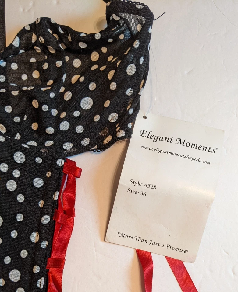 Lencería Elegante Momentos Estilo Bustier 4828 Negro Blanco Rojo Cordones Talla 36 Foto 3 de 4