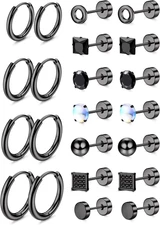 Surgical Steel Flat Back Earrings for Women Men - Hypoallergenic Silver Stud Hoo