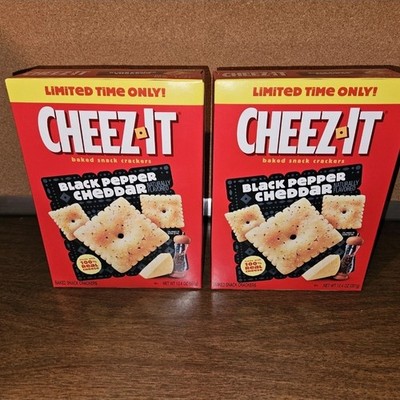 2x Cheez-It Black Pepper Cheddar Baked Crackers 12.4oz Boxes - Limited Edition 