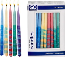 Dripless Hanukkah Candles | Tapered Multicolor Chanukah Bulk Candles Value 45 Pa