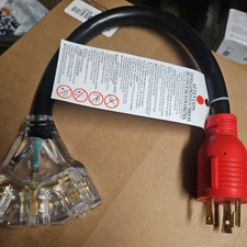 30 Amp to 110 Adapter L5-30P to 3-Way Outlet Splitter 25 Volt, 30A to 15A-20