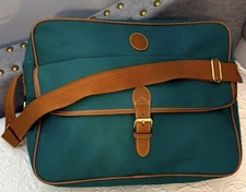 Retro 1980s Polo Ralph Lauren Green Canvas Tote Bag Laptop Crossbody Messenger