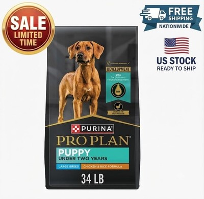 Purina Pro Plan Puppy Dry Dog Food for Large Dogs, Real Chicken & Rice, 34 lb