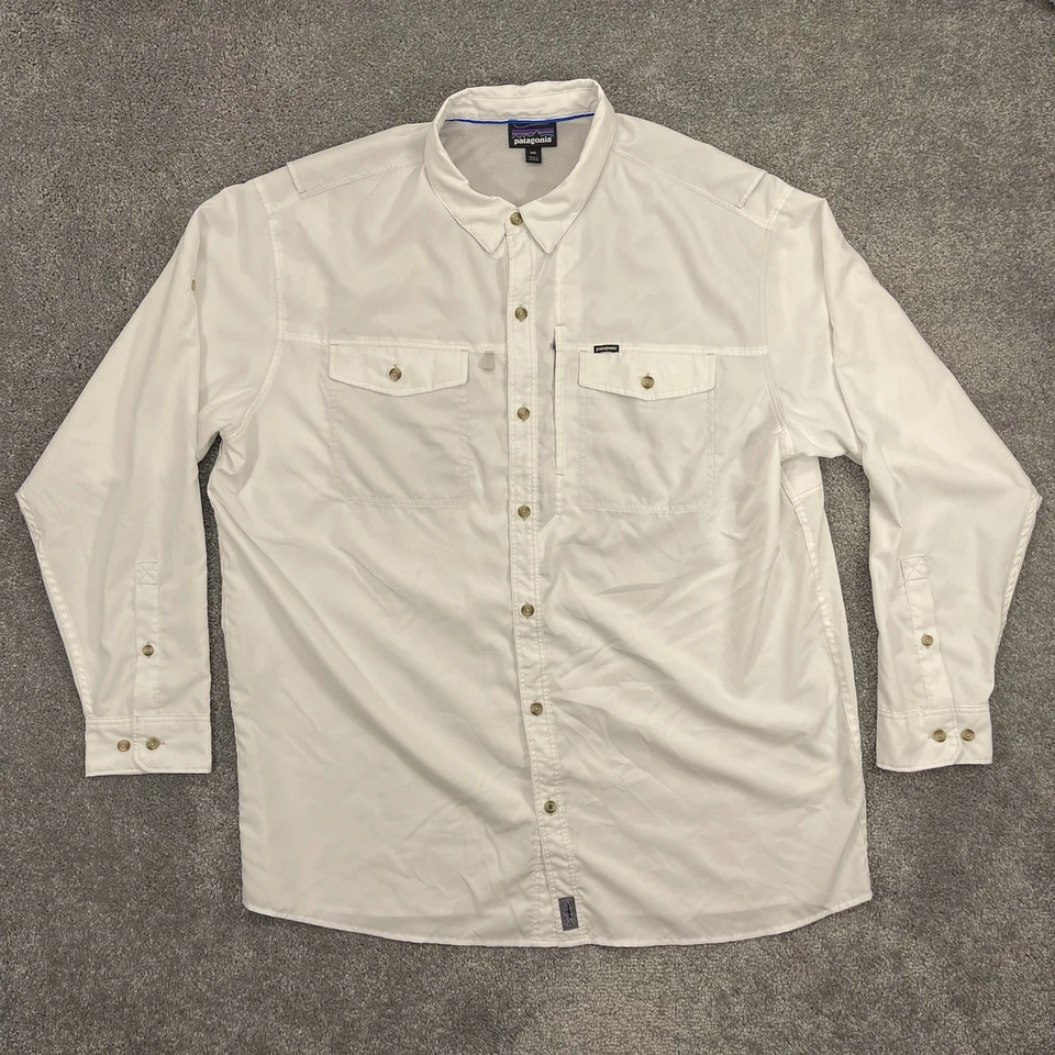 Patagonia Shirt Mens 2XL White Sol Patrol II Outdoor Fishing Vented - Image 2 of 4