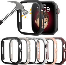 Rontion 6 Pack Hard PC Case with Tempered Glass Screen Protector for Apple Watch