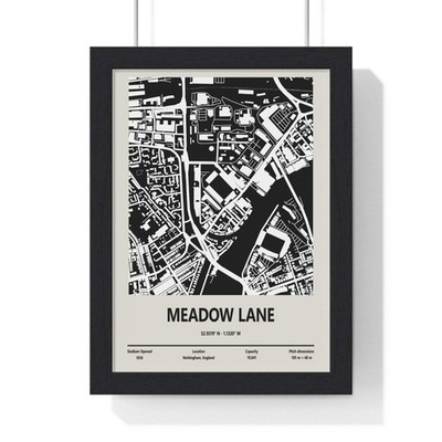 Meadow Lane Stadium Nottingham Football Stadium Map Poster Wall Art Print Gift
