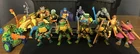 1988 TMNT Lot of 13 Teenage Mutant Ninja Turtles with extras & gear (Hard Heads)