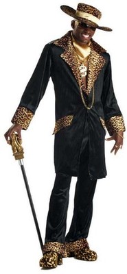 Mac Daddy Pimp Costume Leopard Print Jacket Pants Hat 00832