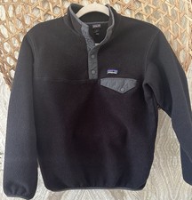 PATAGONIA kids L - 12 Synchilla FLEECE JACKET SNAP - T Pullover Black