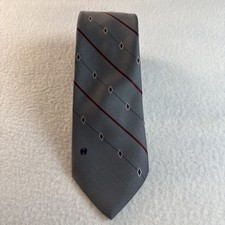 Halston Classic Men Necktie Silk Grey Burgundy Diamonds 58" X 3"