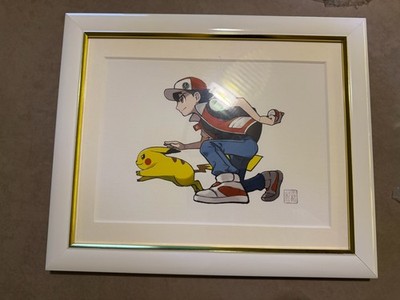 pokemon vintage center 20th anniversary frame artwork red pikachu art print shik