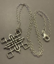 Vintage Sterling Silber Endlos Knoten Keltischer Anhänger 20,25" Oval Gliederkette 925