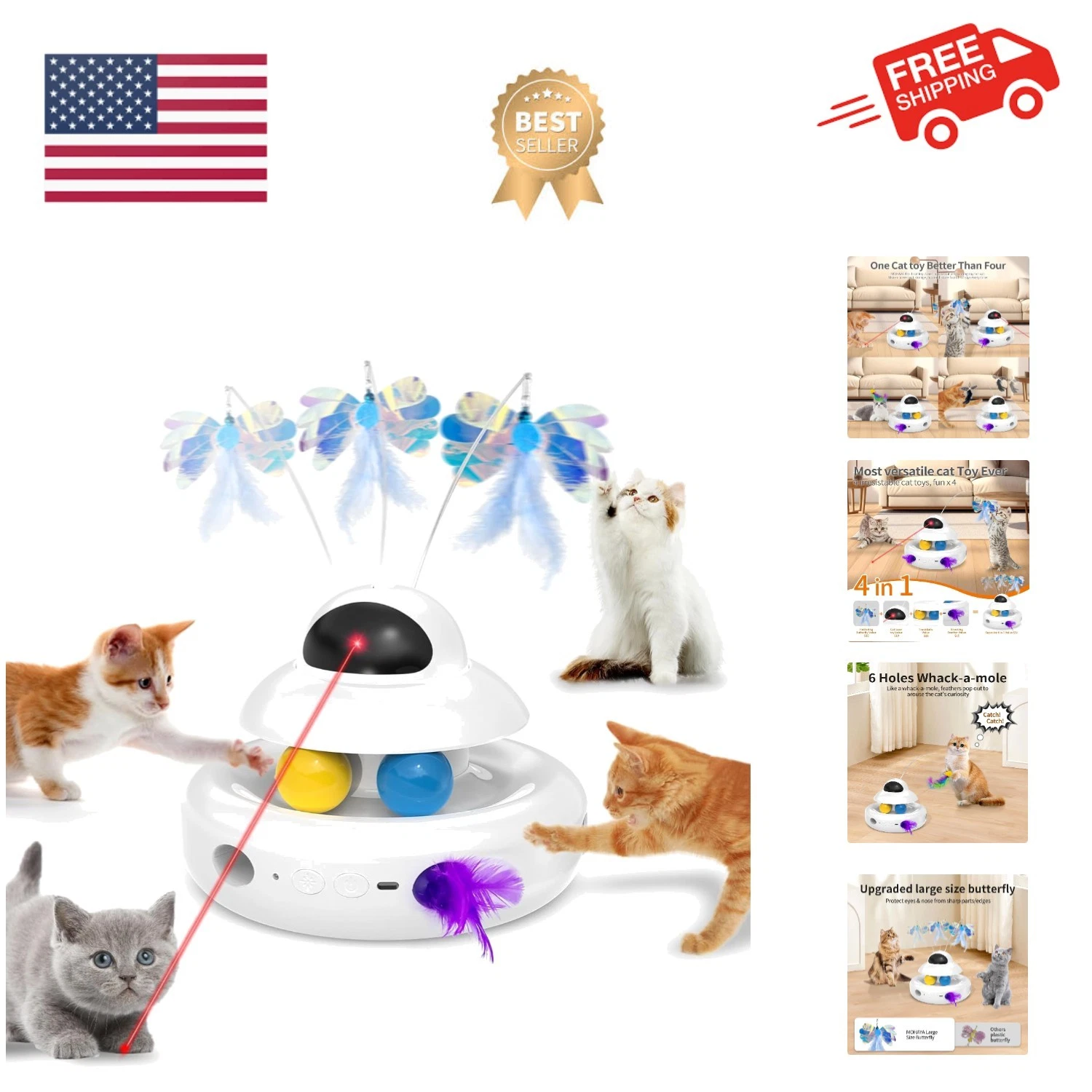 Interactive Cat Toys for Indoor Cats,4-in-1 Automatic Kitten Toy with Laser, ...
Opens in a new wind