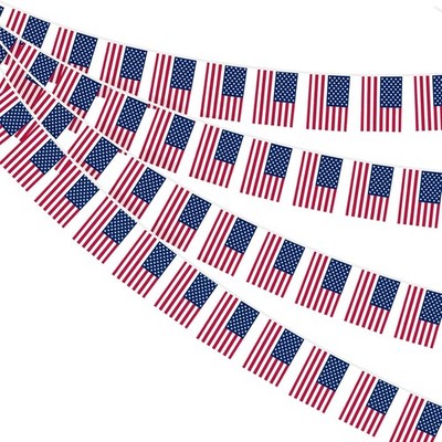 USA Wimpelkette 30 Flaggen beidseitig Stoff Girlande Deko 4. Juli Party Amerika