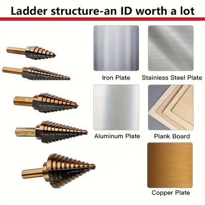 Multi-Size Step Drill Bits With Y-Shaped Cutting Mouth fits Clean,Efficient Cuts