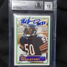 Topps 1983 Mike Singletary #38 Rookie Auto BAS 00019395895 Beckett 10