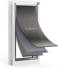 Baboni Pet Door for Wall, 3-Flap, Steel Frame and Telescoping Tunnel Medium