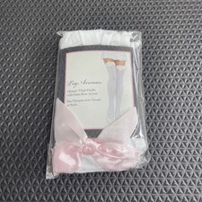 Leg Avenue White Opaque Thigh Highs Pink Satin Bow Size 90-160 Lbs Style 6255